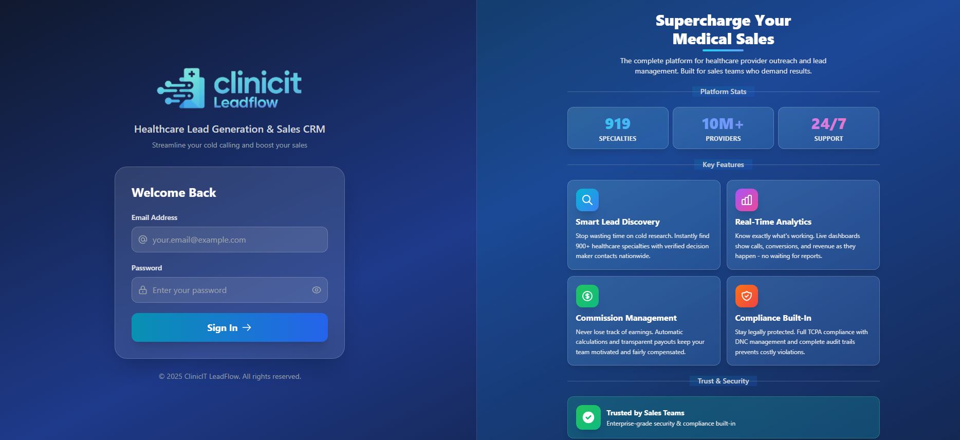 ClinicIT LeadFlow - Healthcare Sales CRM — preview screenshot