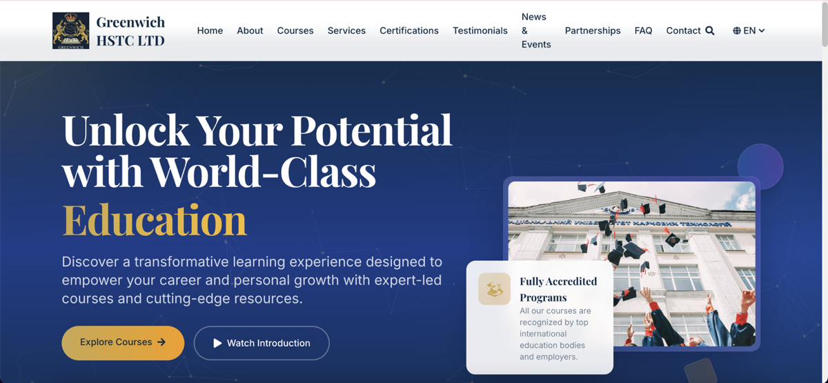 Greenwich HSTC LTD - Educational Platform — preview screenshot