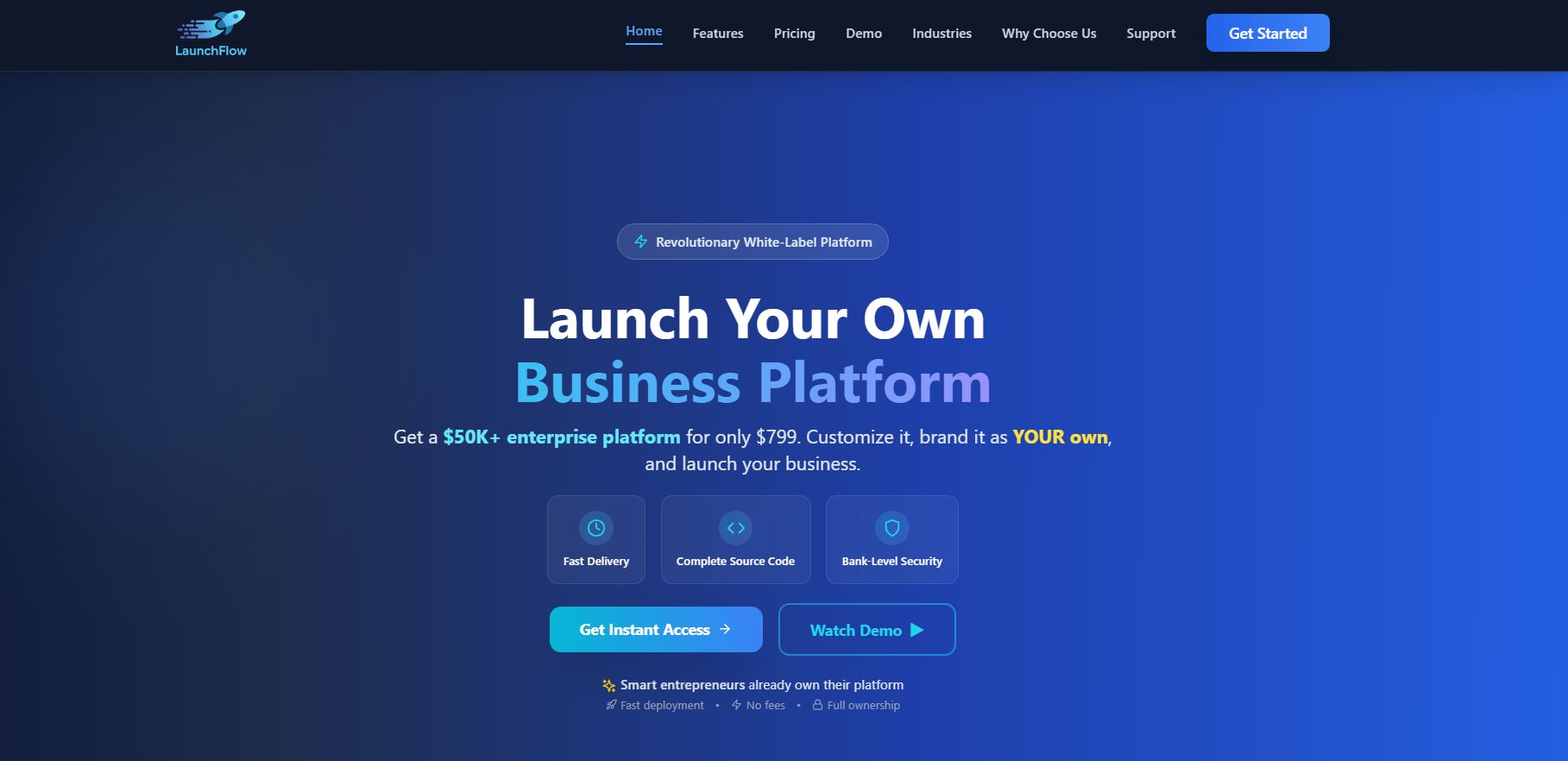 LaunchFlow - White-Label Multi-Tenant Business Platform — preview screenshot