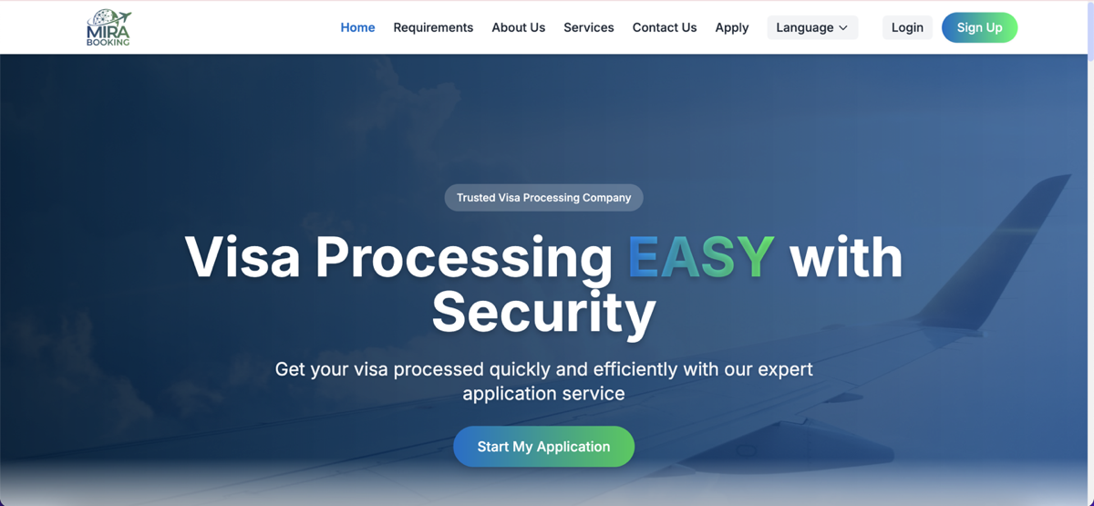 Mira Booking - Multilingual Visa Application Platform — preview screenshot
